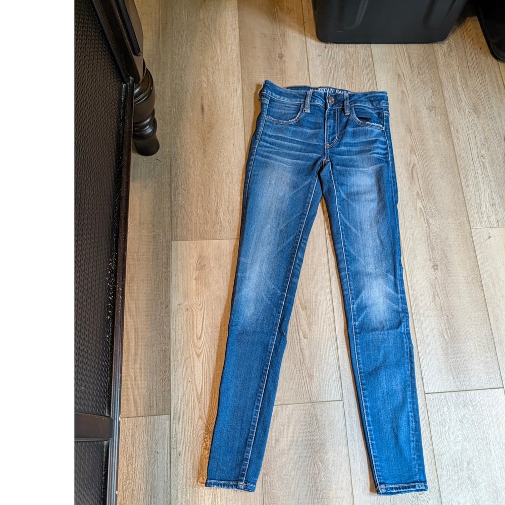 American Eagle Super Stretch X Jegging Medium Wash Skinny Jeans 2 Long